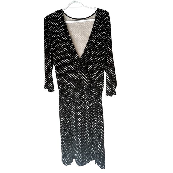 Ava & Viv 1/2 Sleeve Black & White Patterned Dress w/ Waist Wrap Size 2X - Picture 1 of 12